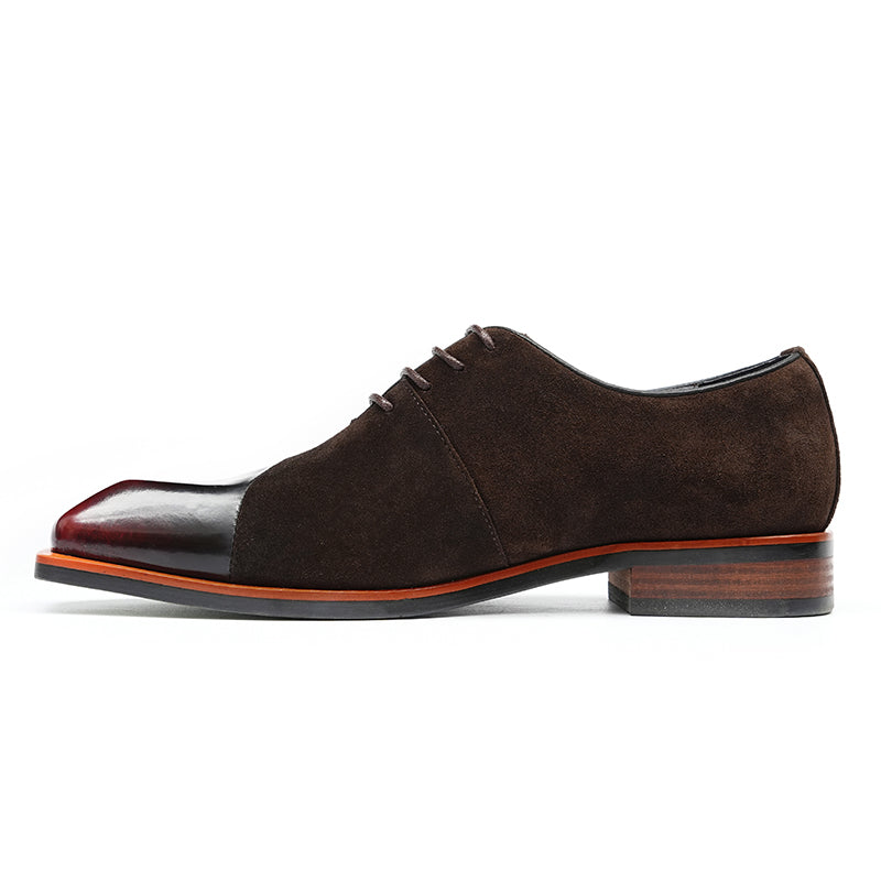 Men's Oxford Shoes - Glossy & Suede Leather Blend
