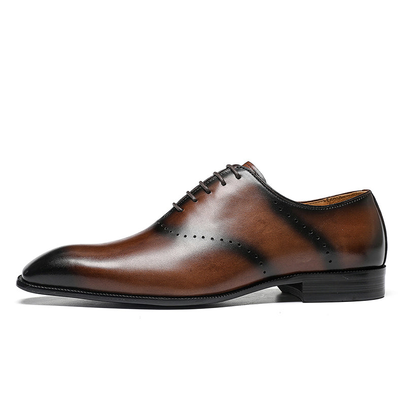 Men's Classic Oxford Shoes - Polished Leather & Precision Perforations