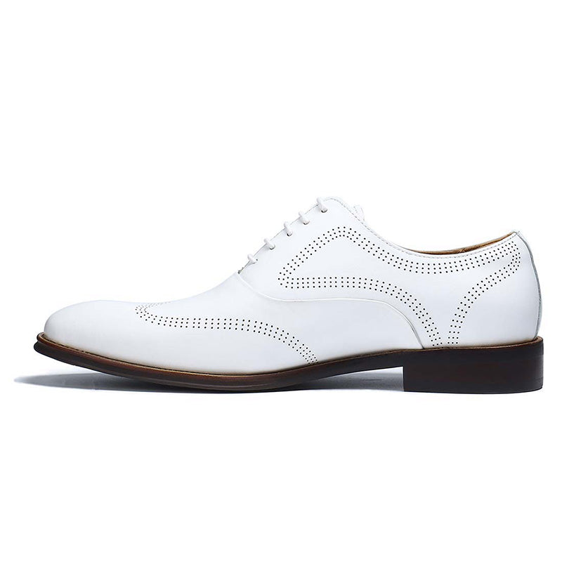 Men’s White Brogue Oxford Shoes
