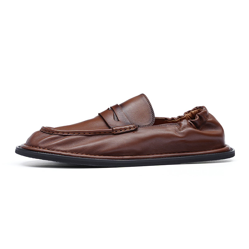 Men's Loafers - Double-Stitched Straps & Flex Heel Comfort