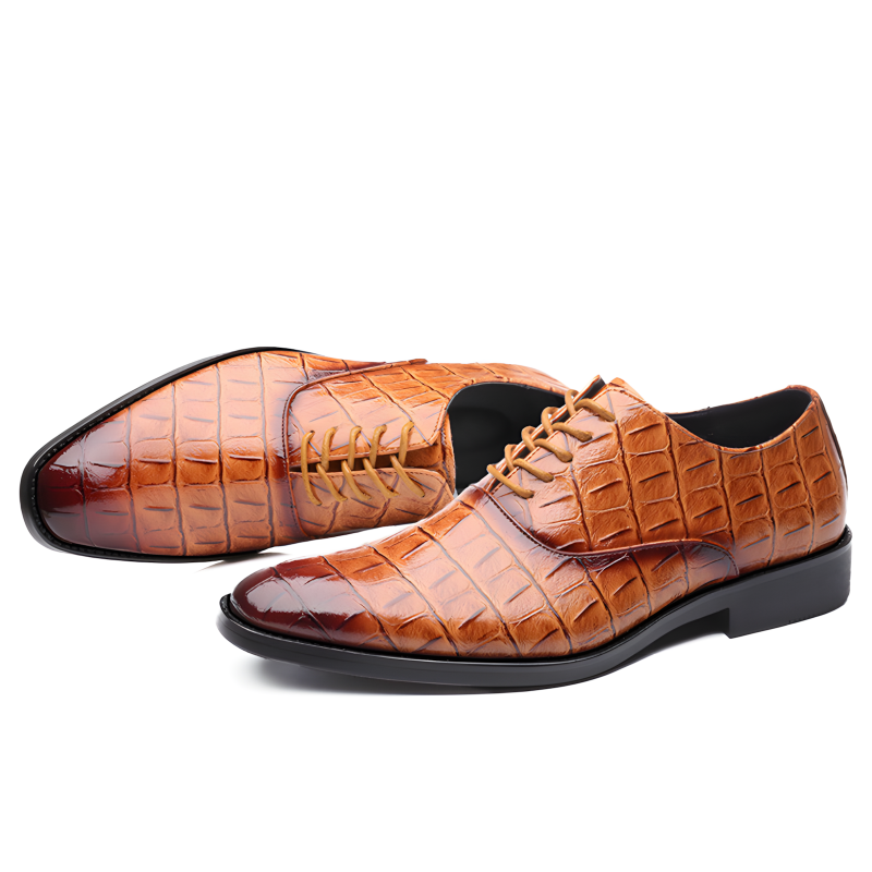 Men's Formal Oxfords Crocodile-Textured Leather Dress Shoes