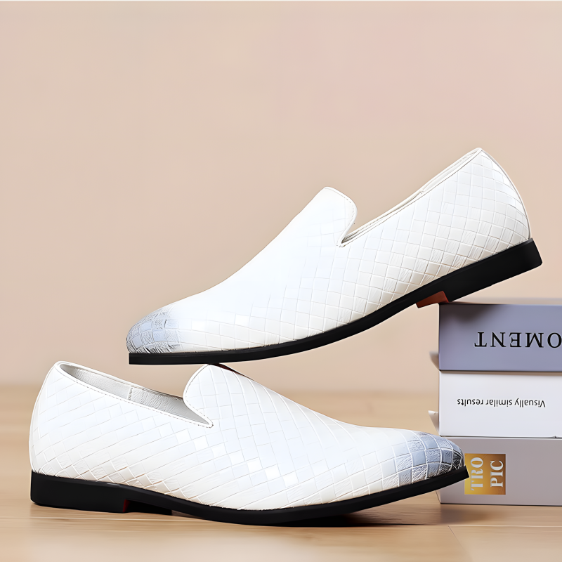 Men’s Loafers Woven Leather Slip-On Shoes