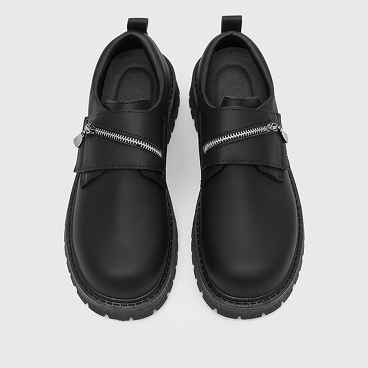 Men's Zip Strap Slip-On Shoes | with Chunky Sole & Round Toe