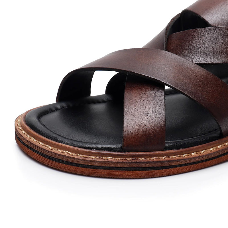 Men's Sandals: Cross-Weave Design & Structured Foundation