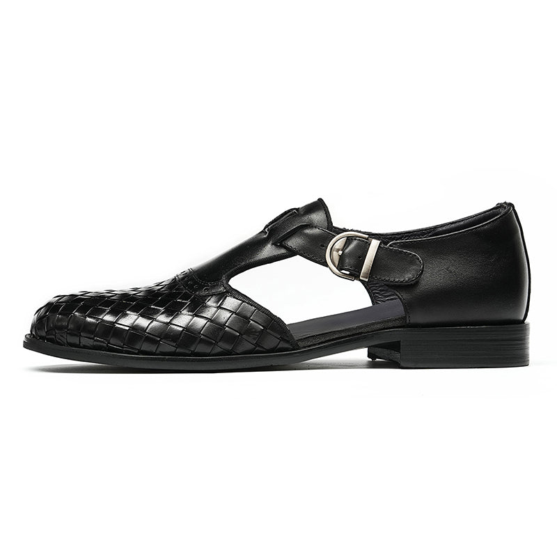 Men’s Woven Leather Buckle Sandals