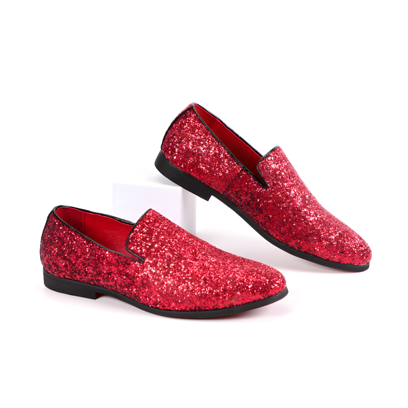 Men's Glitter Loafers Dazzling Slip-On Dress Shoes