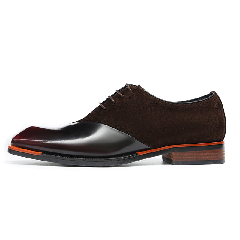 Men's Oxford Shoes - Glossy & Suede Leather Blend