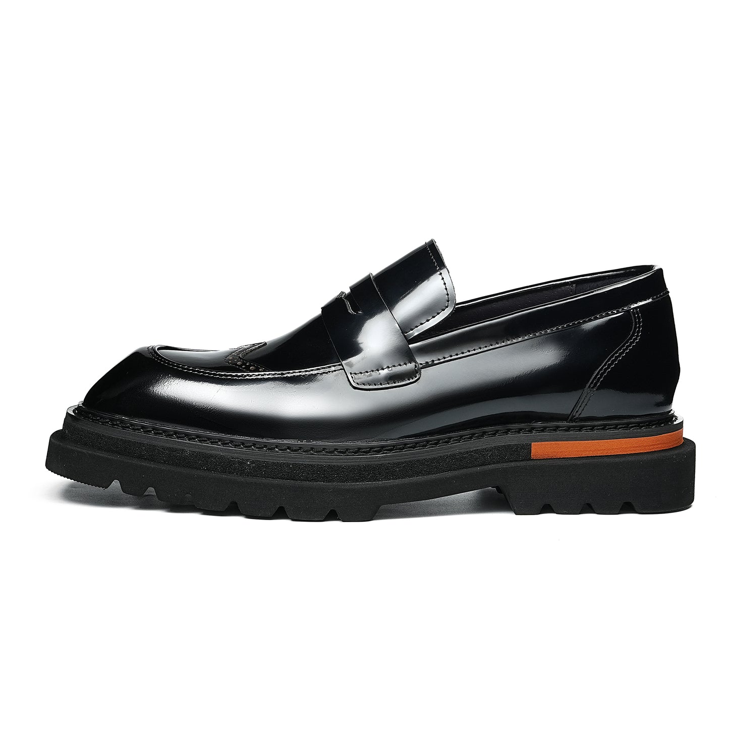 Square-Toe Men's Loafers: Brogue Detailing & Refined Hardware