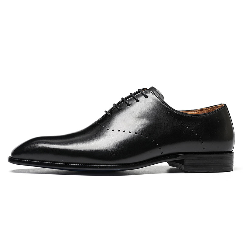 Men's Classic Oxford Shoes - Polished Leather & Precision Perforations