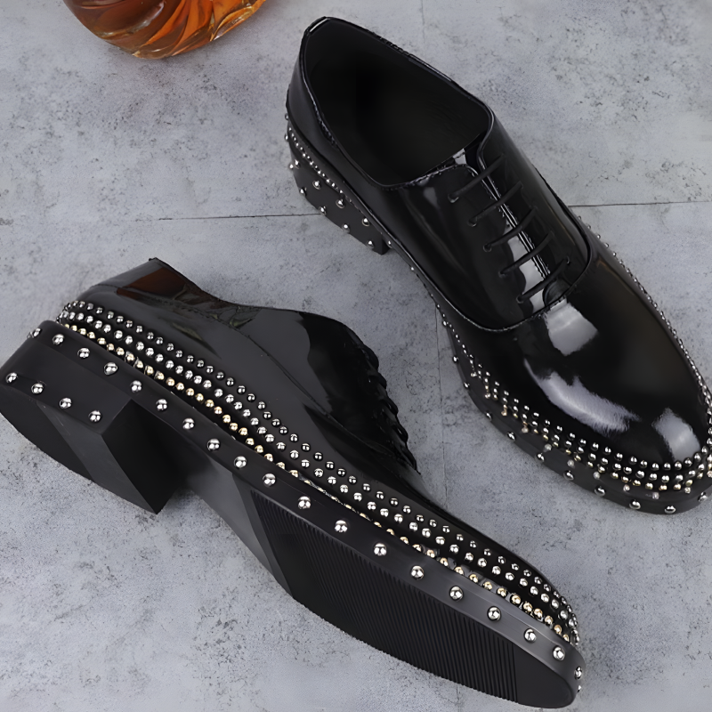 Men's Oxford Shoes Patent Leather Studded Rock-Style