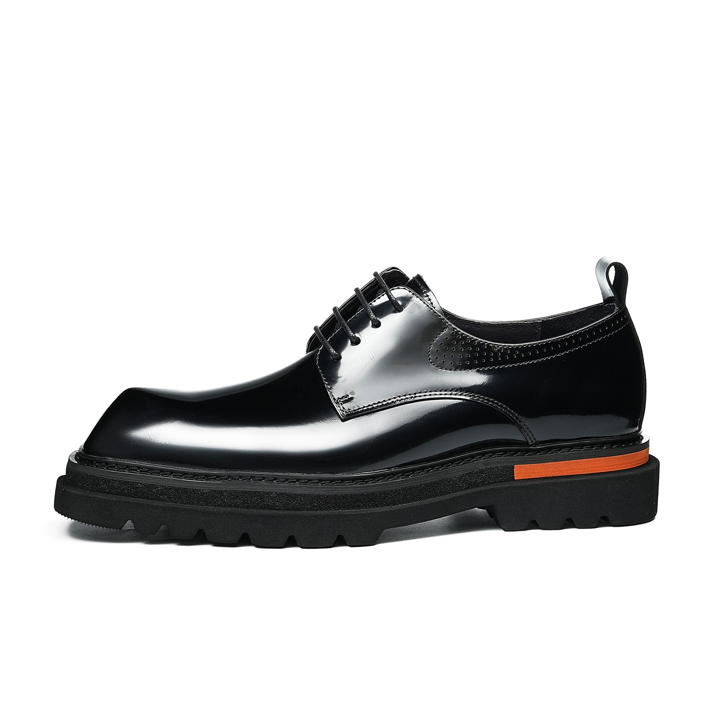 Cinematic Square-Toe Derby: Architectural Sole & Contrast Detailing