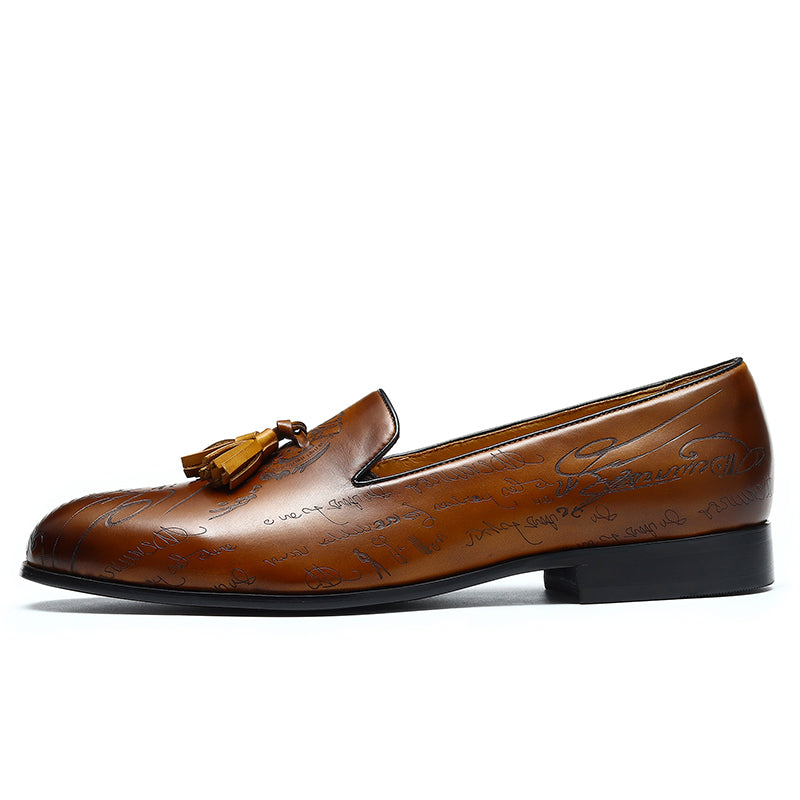 Men's Tassel Loafers - Embossed Design