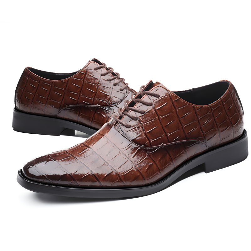 Men's Formal Oxfords Crocodile-Textured Leather Dress Shoes