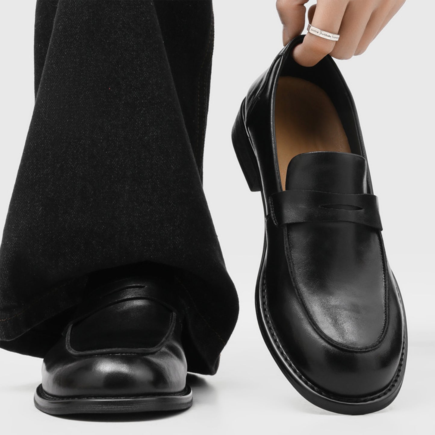 Slip-On Men's Loafers with a Defining Strap Detail
