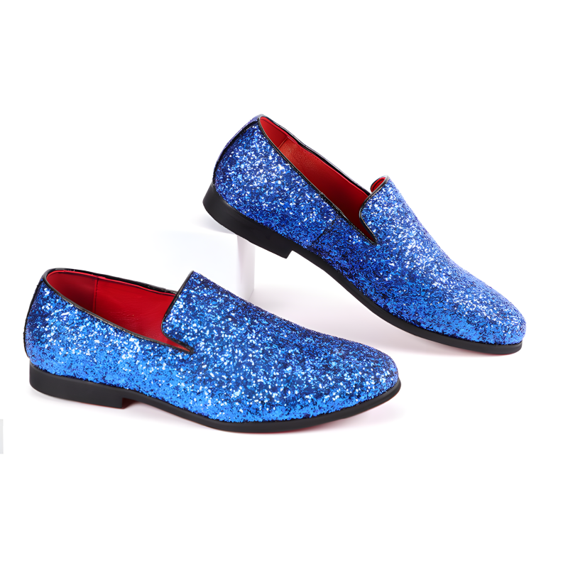 Men's Glitter Loafers Dazzling Slip-On Dress Shoes