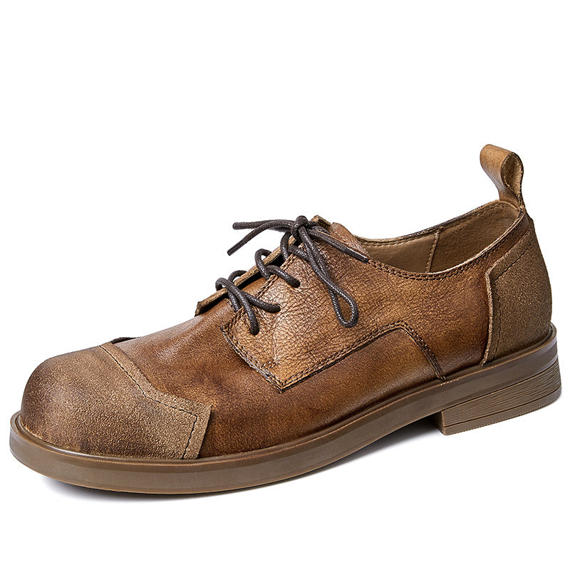 Calf Leather Derby Shoes for Men Patchwork Toe