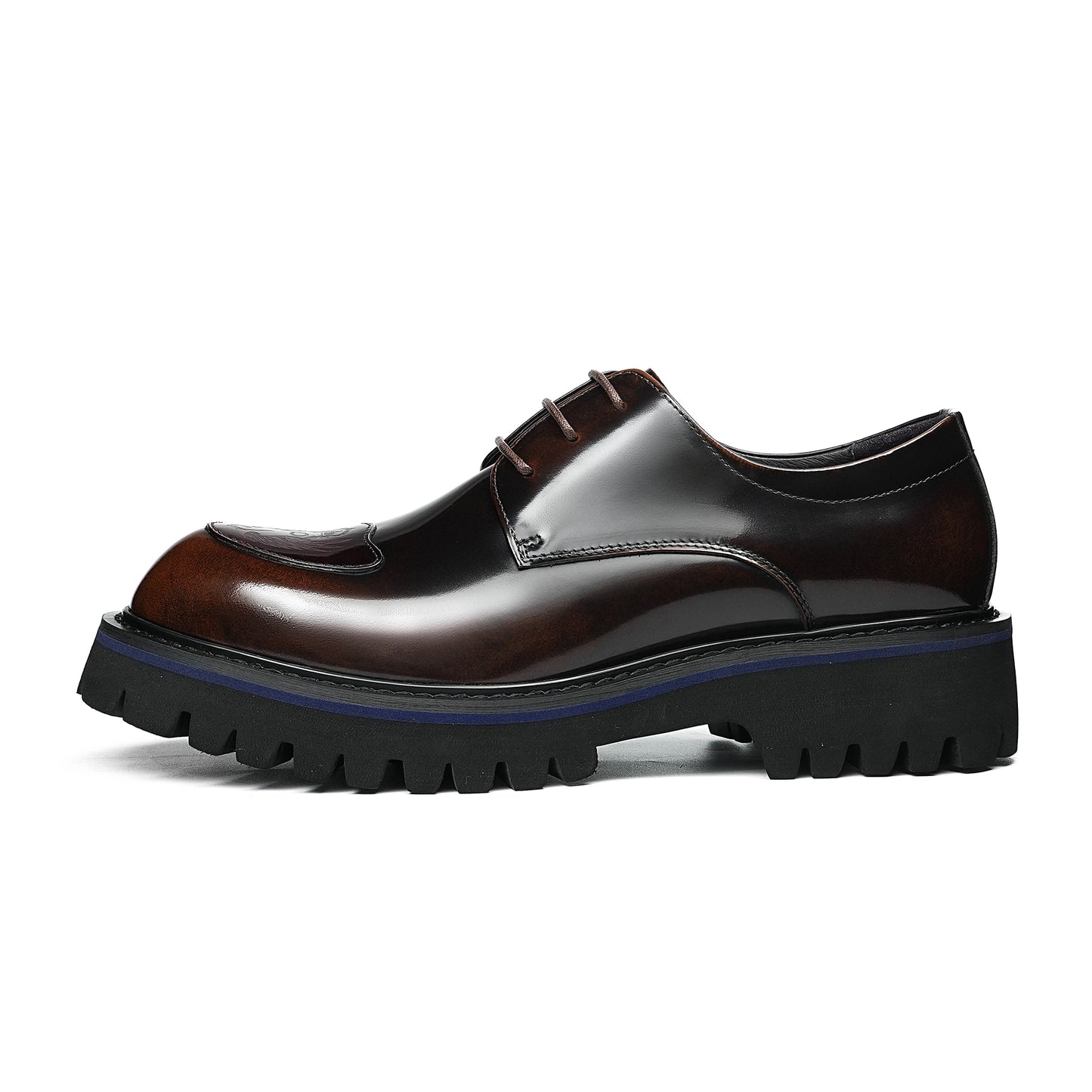 Men's Derby Shoes: Structural Tread Pattern & Refined Detailing