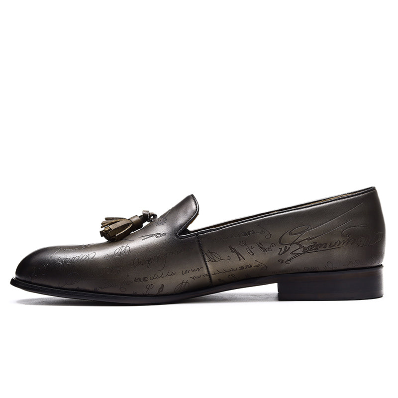 Men's Tassel Loafers - Embossed Design