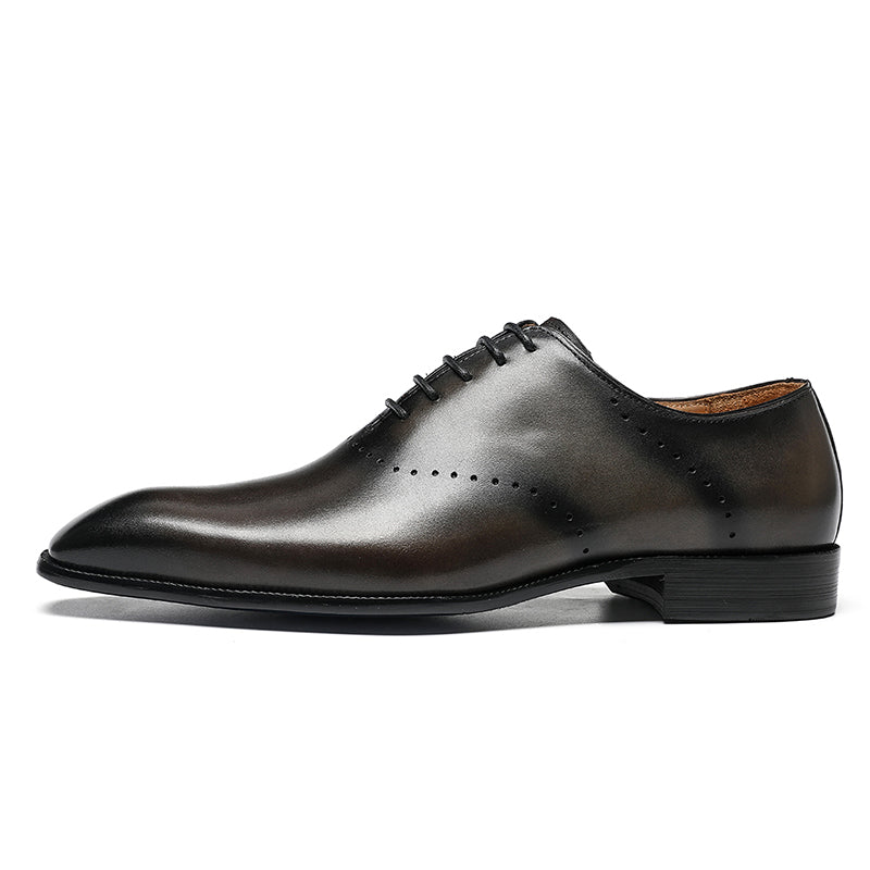 Men's Classic Oxford Shoes - Polished Leather & Precision Perforations