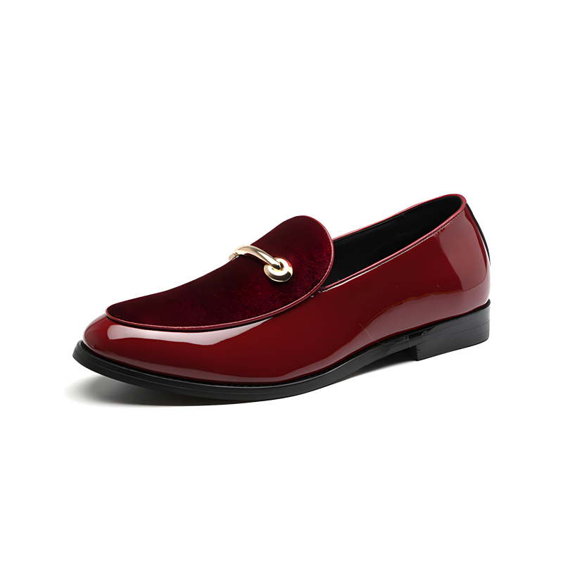 Men’s Patent Leather & Velvet Horsebit Loafers