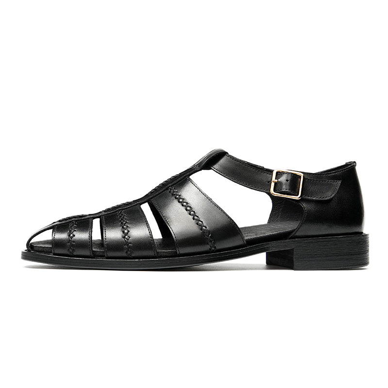 Men’s Hand-Stitched Cutout Leather Sandals