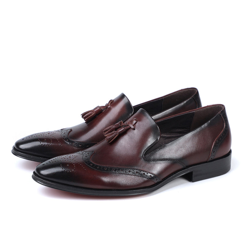 Men's Tassel Loafers Brogue Detailing & Premium Leather