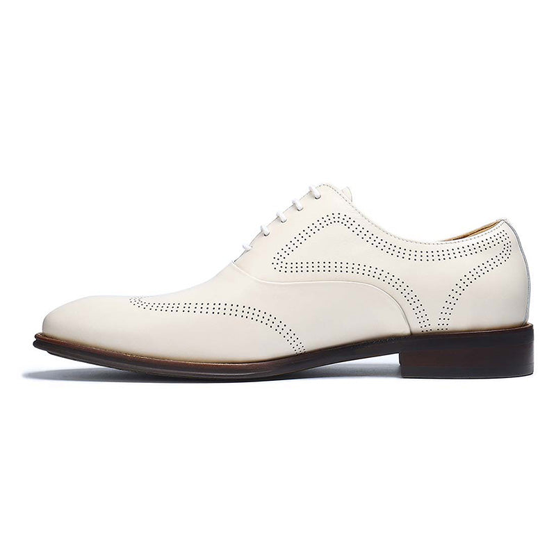 Men’s White Brogue Oxford Shoes