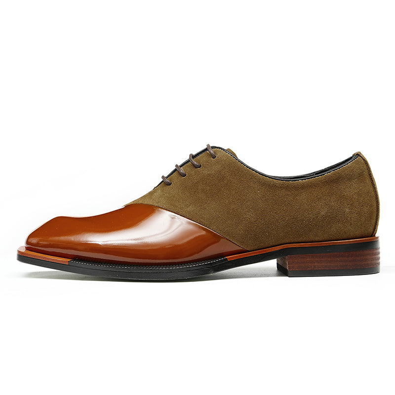 Men's Oxford Shoes - Glossy & Suede Leather Blend