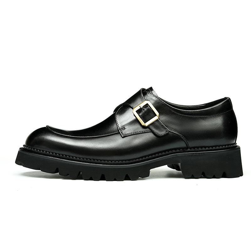 Men's Single-Buckle Monk Shoes Thick Grip Sole & Premium Leather