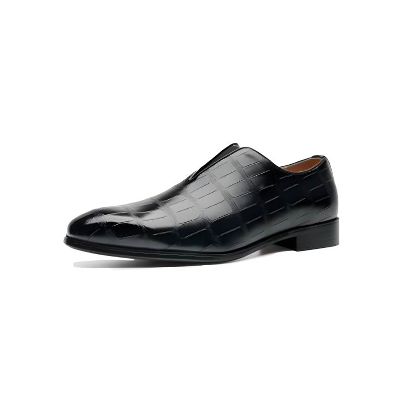 Men's Crocodile-Embossed Leather Loafers Elegant Slip-On Dress Shoes