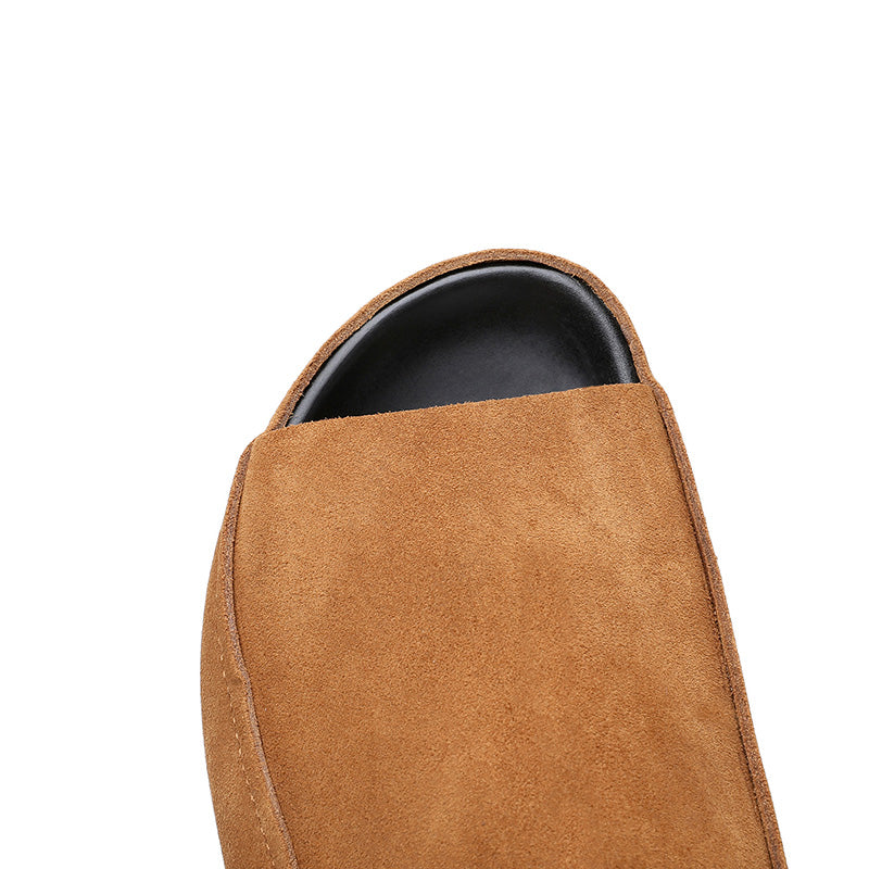 Architectural Open-Toe Slippers: Plush Comfort & Contrast Sole Design