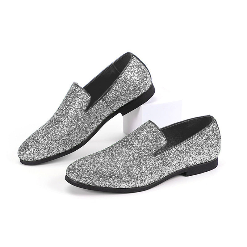 Men's Glitter Loafers Dazzling Slip-On Dress Shoes