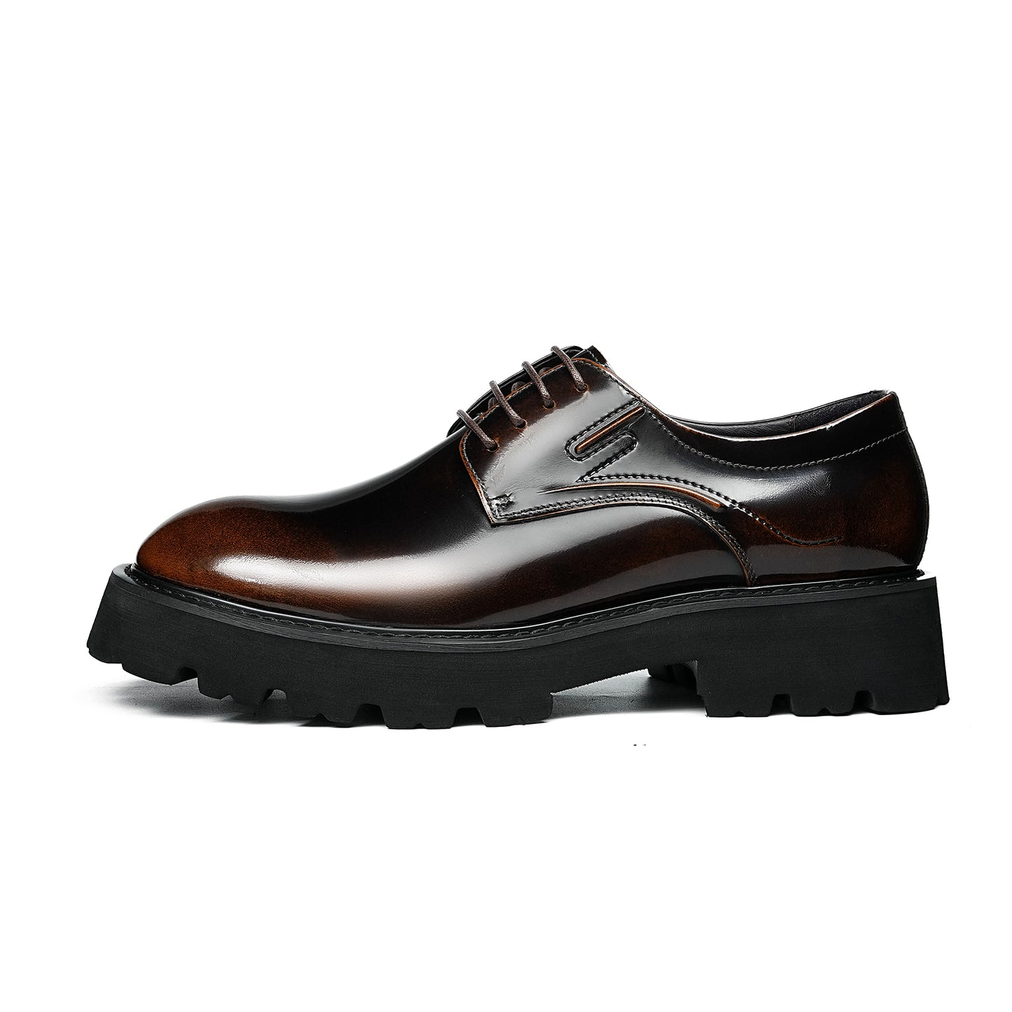 Men's Round-Toe Derby Shoes: Sculpted Sole & Timeless Craftsmanship