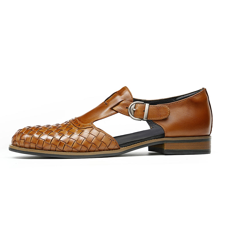 Men’s Woven Leather Buckle Sandals