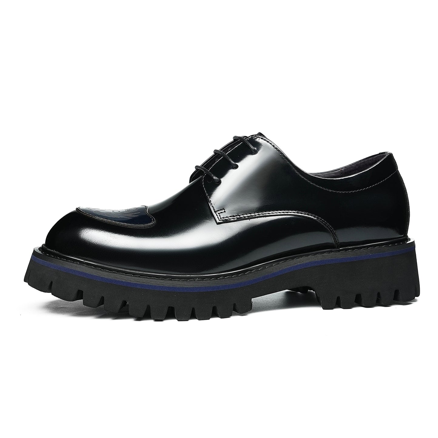 Men's Derby Shoes: Structural Tread Pattern & Refined Detailing