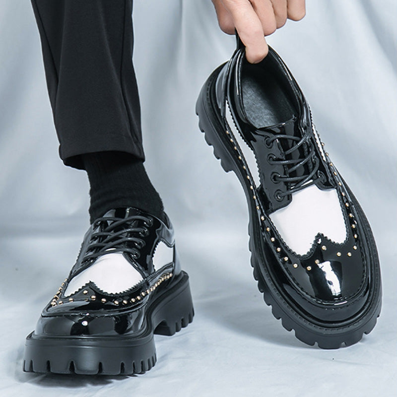 Artistic Expression Brogue Derbys Shoes: Wingtip Poetry & Stud Accents