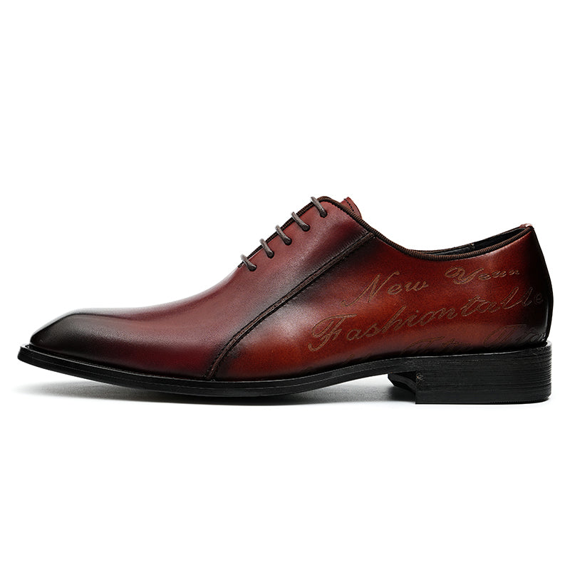 Men's Oxford Shoes Letter-Embossed Dress Shoes