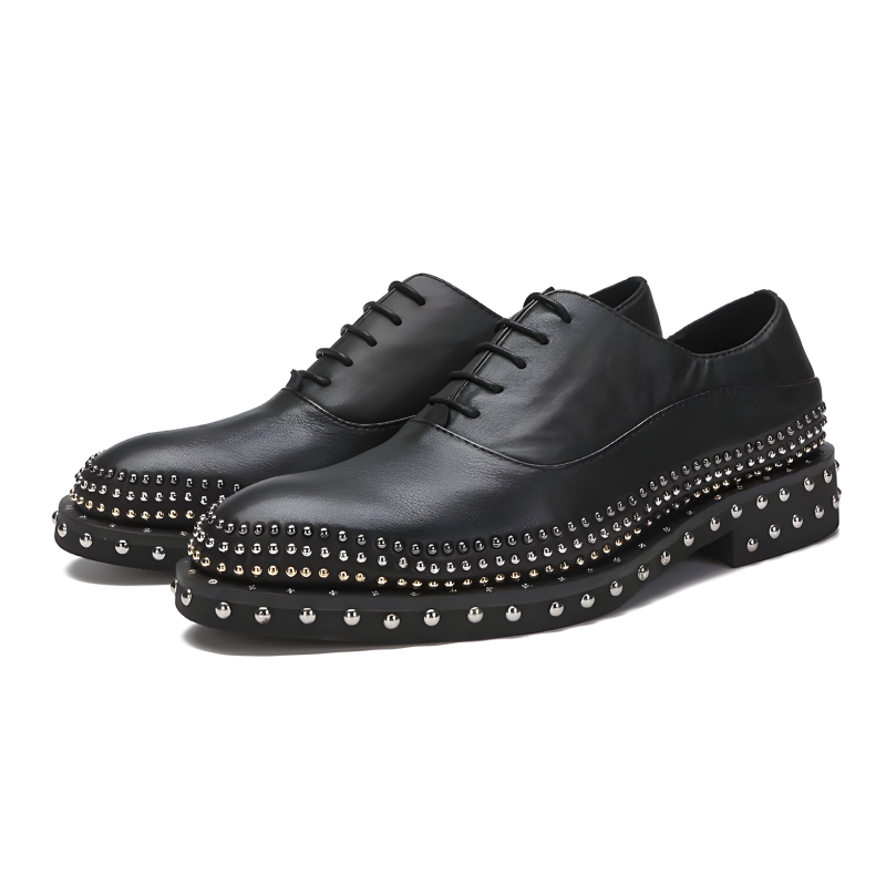 Men's Oxford Shoes Patent Leather Studded Rock-Style