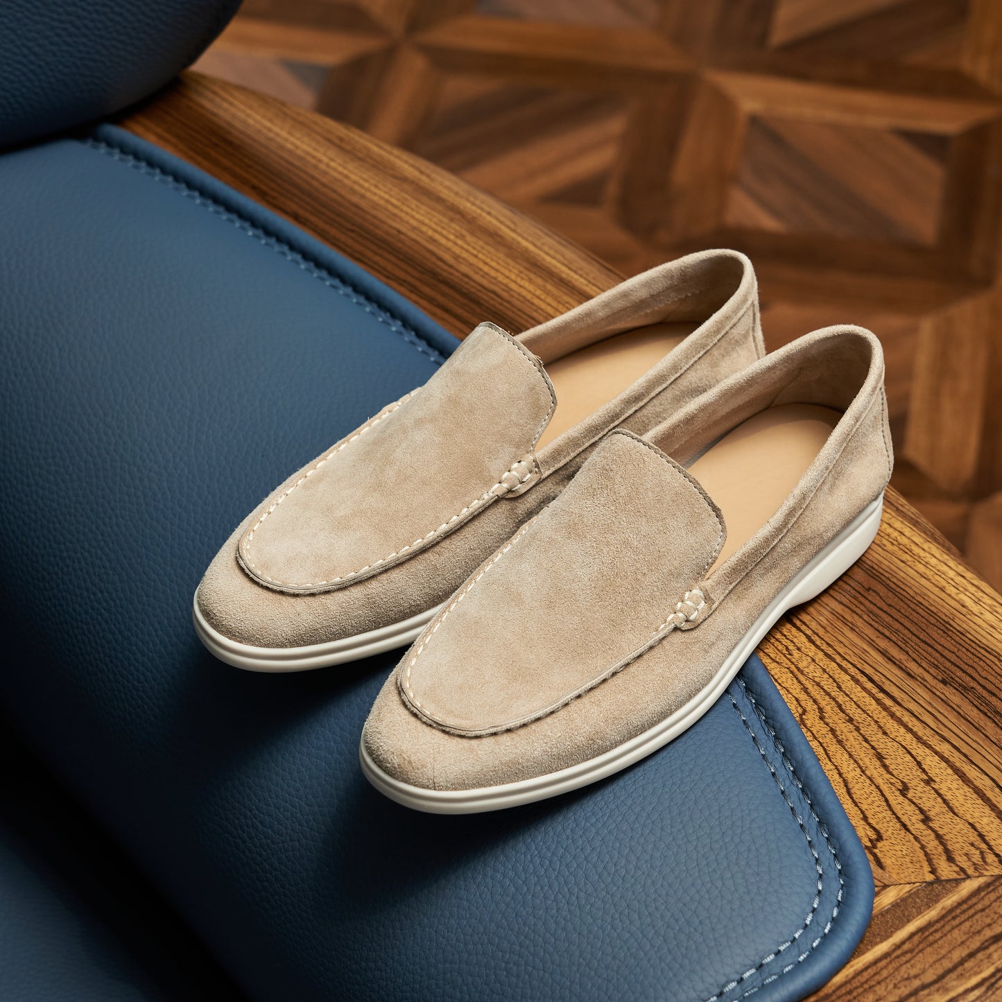 Men’s Cashmere Leather Slip-On Loafers – Soft Breathable and Slip-Resistant
