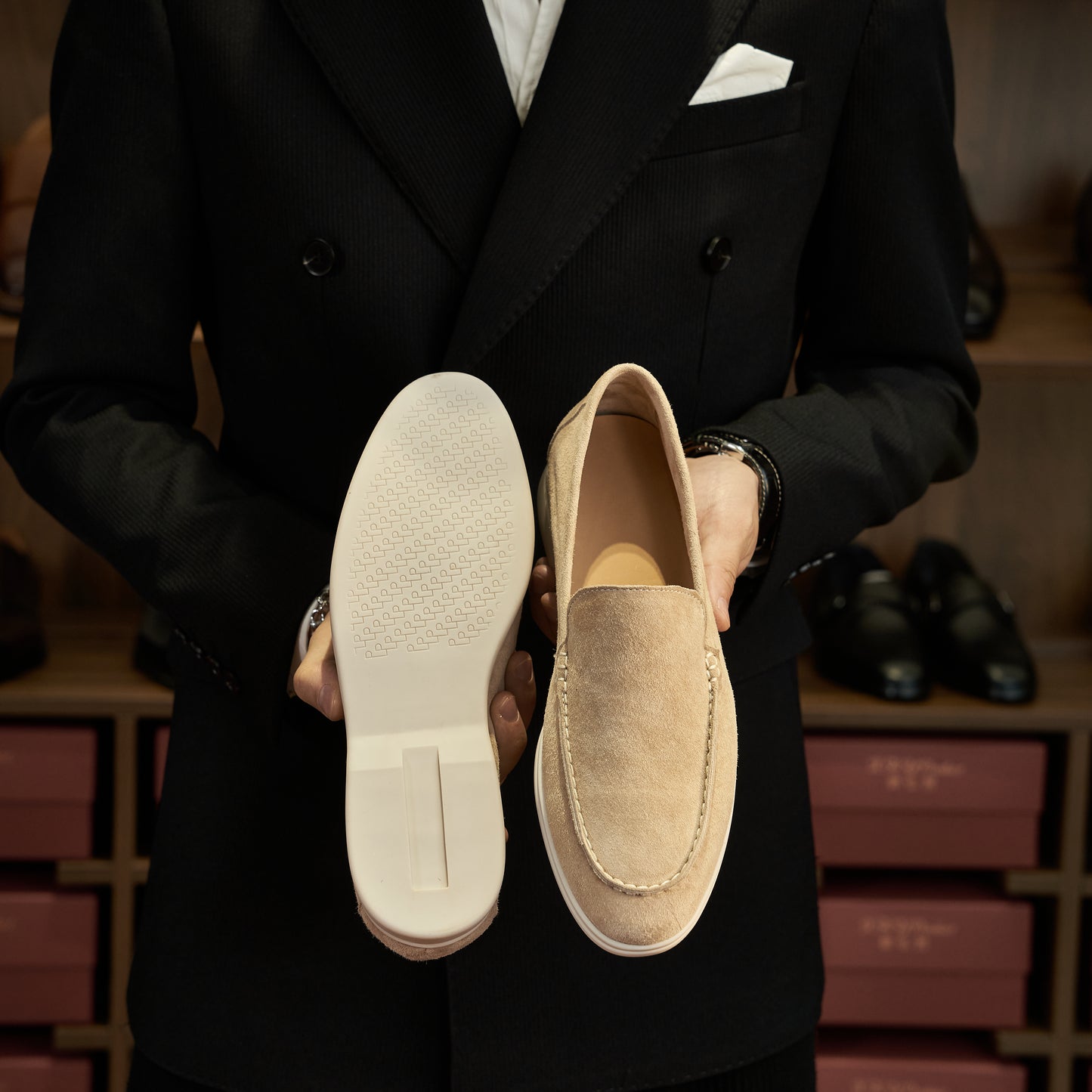 Men’s Cashmere Leather Slip-On Loafers – Soft Breathable and Slip-Resistant