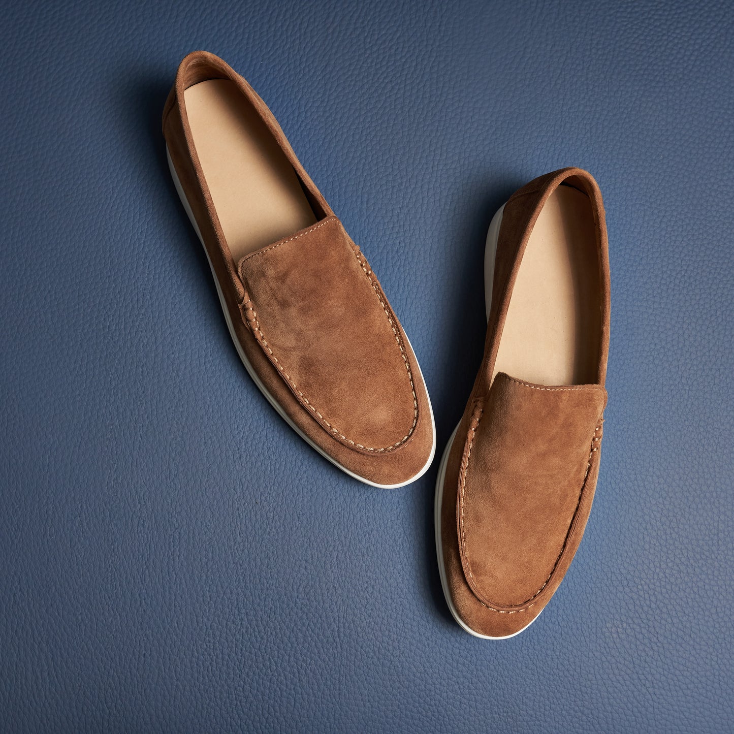Men’s Cashmere Leather Slip-On Loafers – Soft Breathable and Slip-Resistant