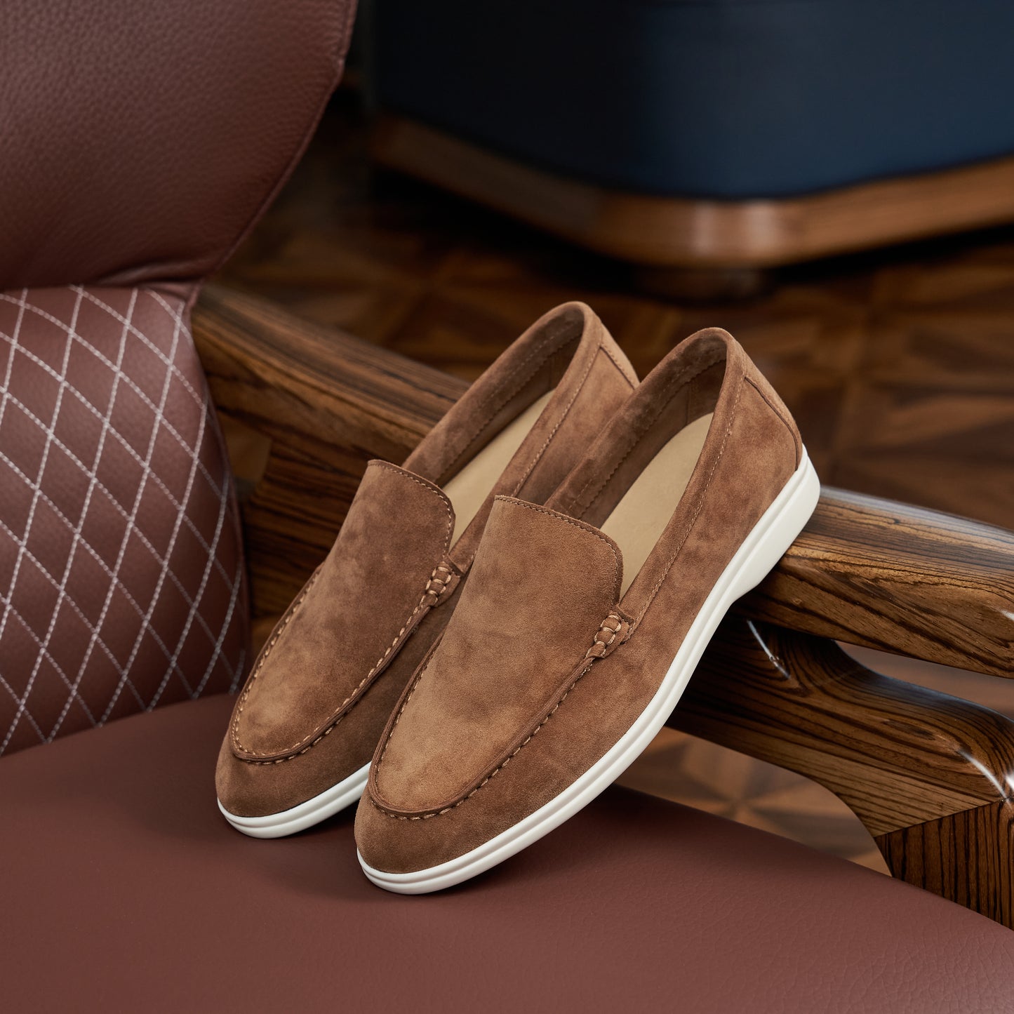 Men’s Cashmere Leather Slip-On Loafers – Soft Breathable and Slip-Resistant