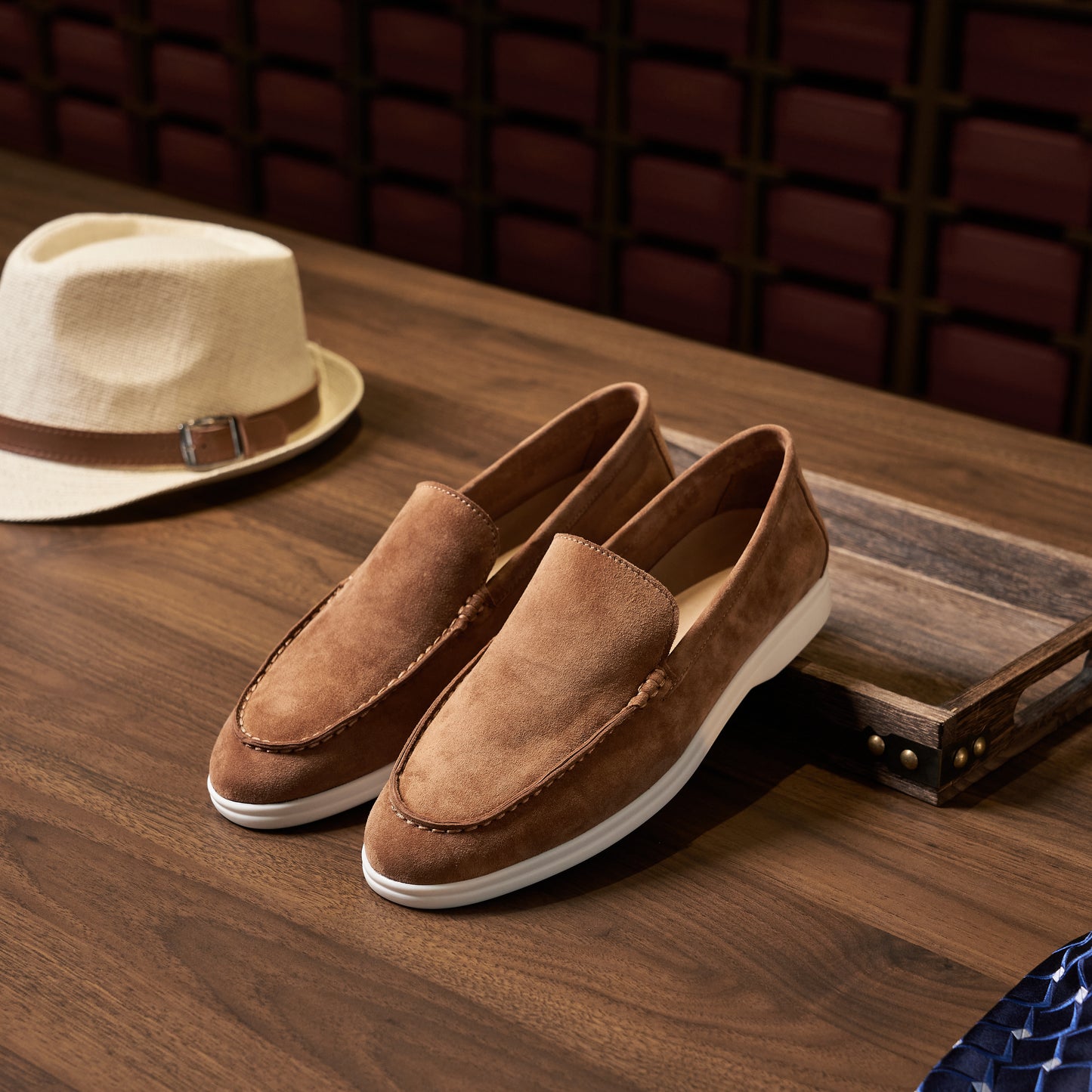 Men’s Cashmere Leather Slip-On Loafers – Soft Breathable and Slip-Resistant