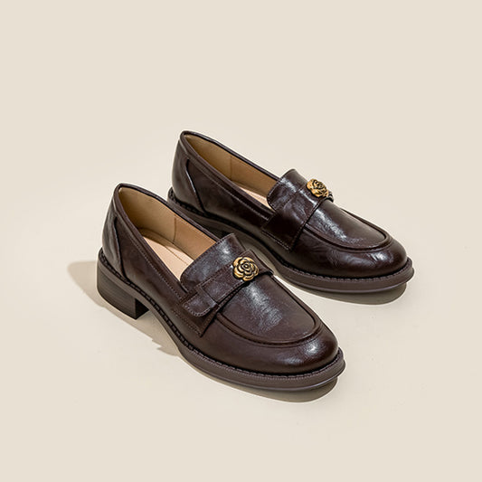 Women's Loafers with Elegant Metallic Floral in Soft Leather & Comfortable Sole