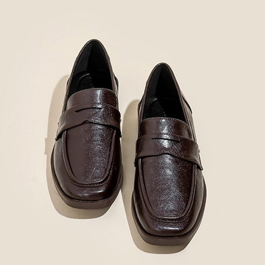 Women's Square-Toe Loafers with Chunky Sole & Modern Strap Detail