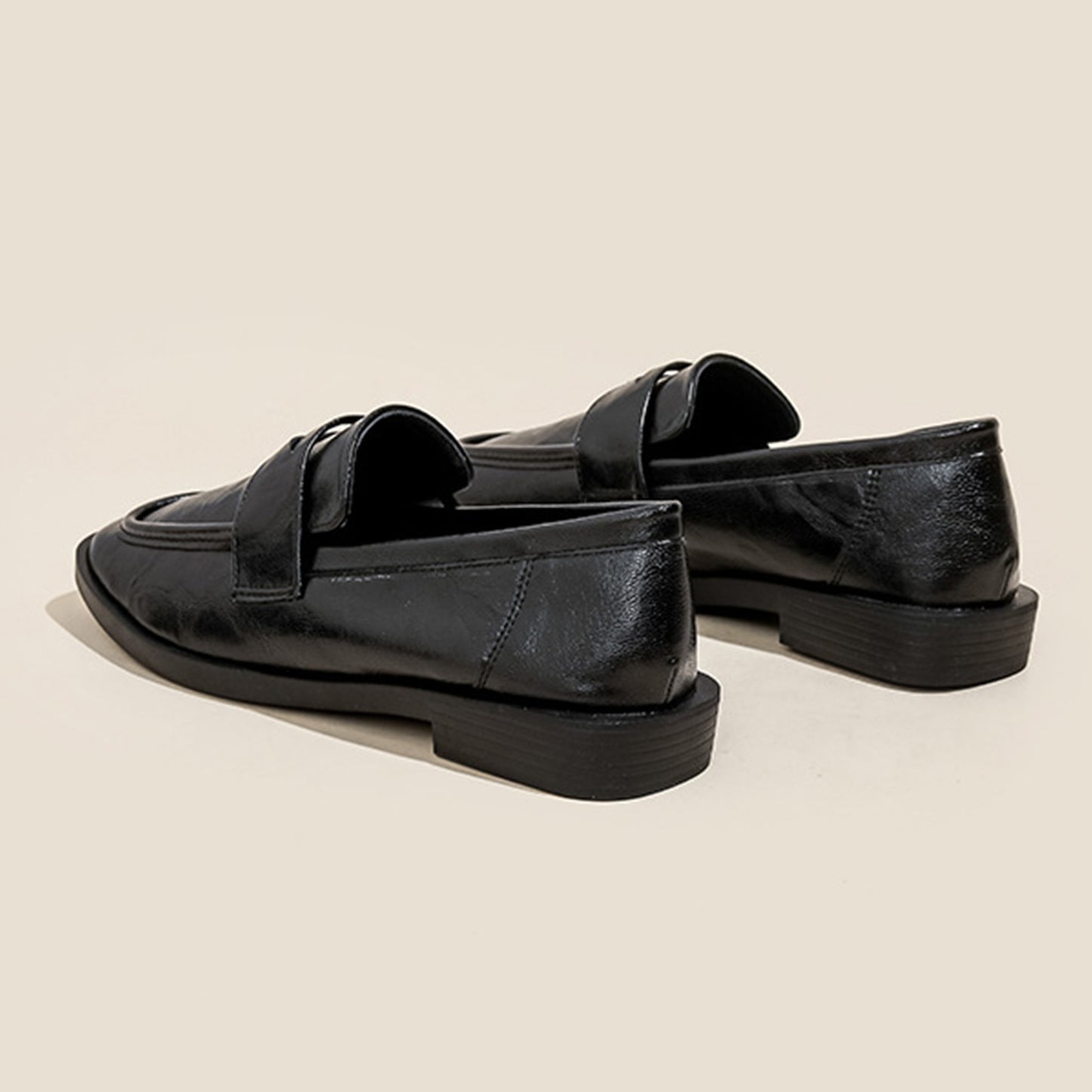 Women's Square-Toe Loafers with Chunky Sole & Modern Strap Detail