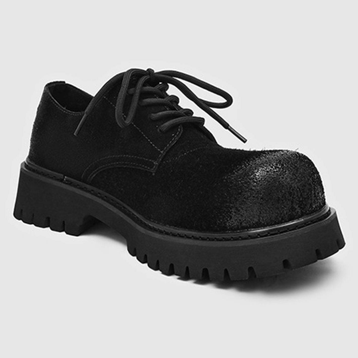 Men's Derby Shoes Retro-Textured Chunky Sole with Distressed Finish