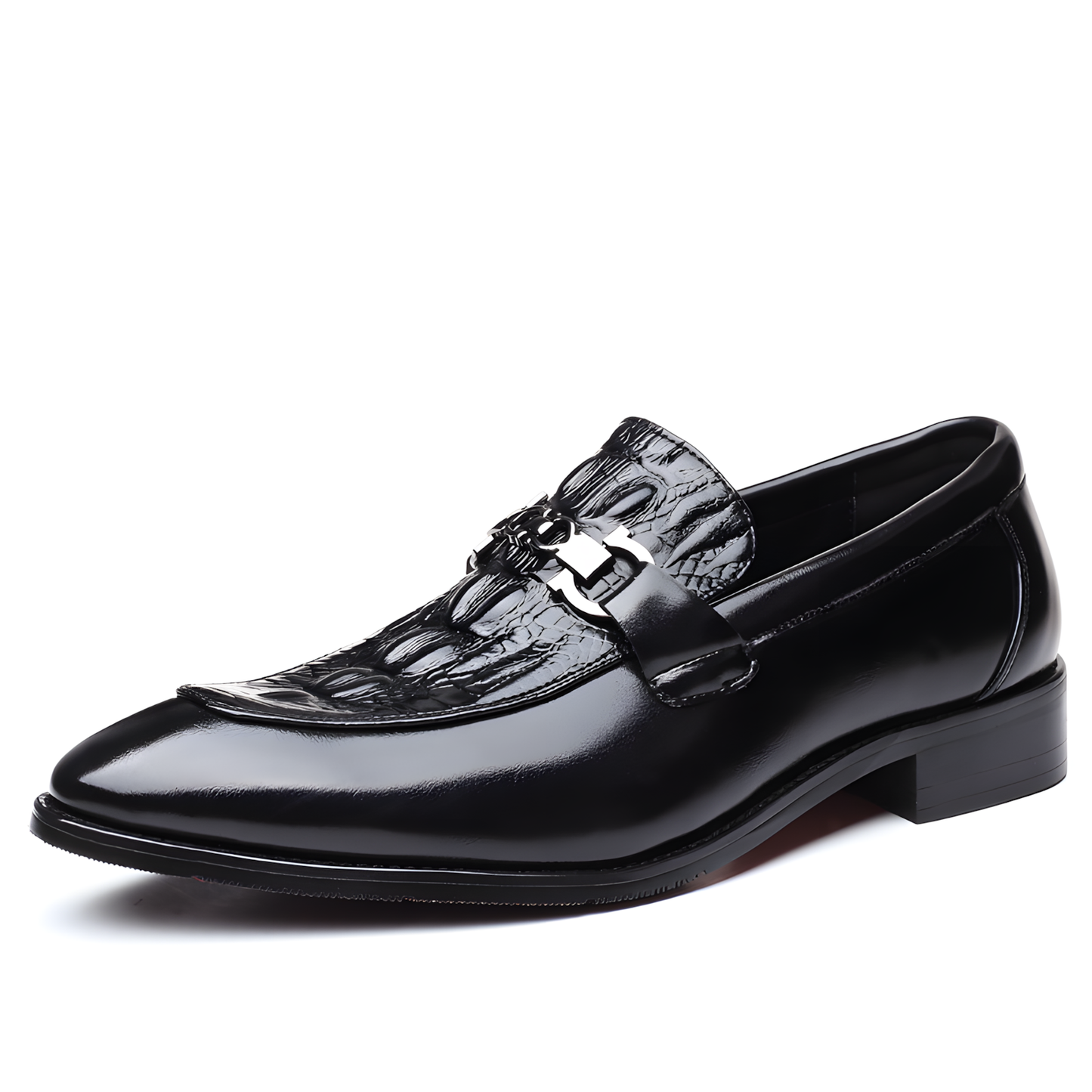 Men's Loafers with Luxury Croc-Pattern Horsebit Dress Shoes