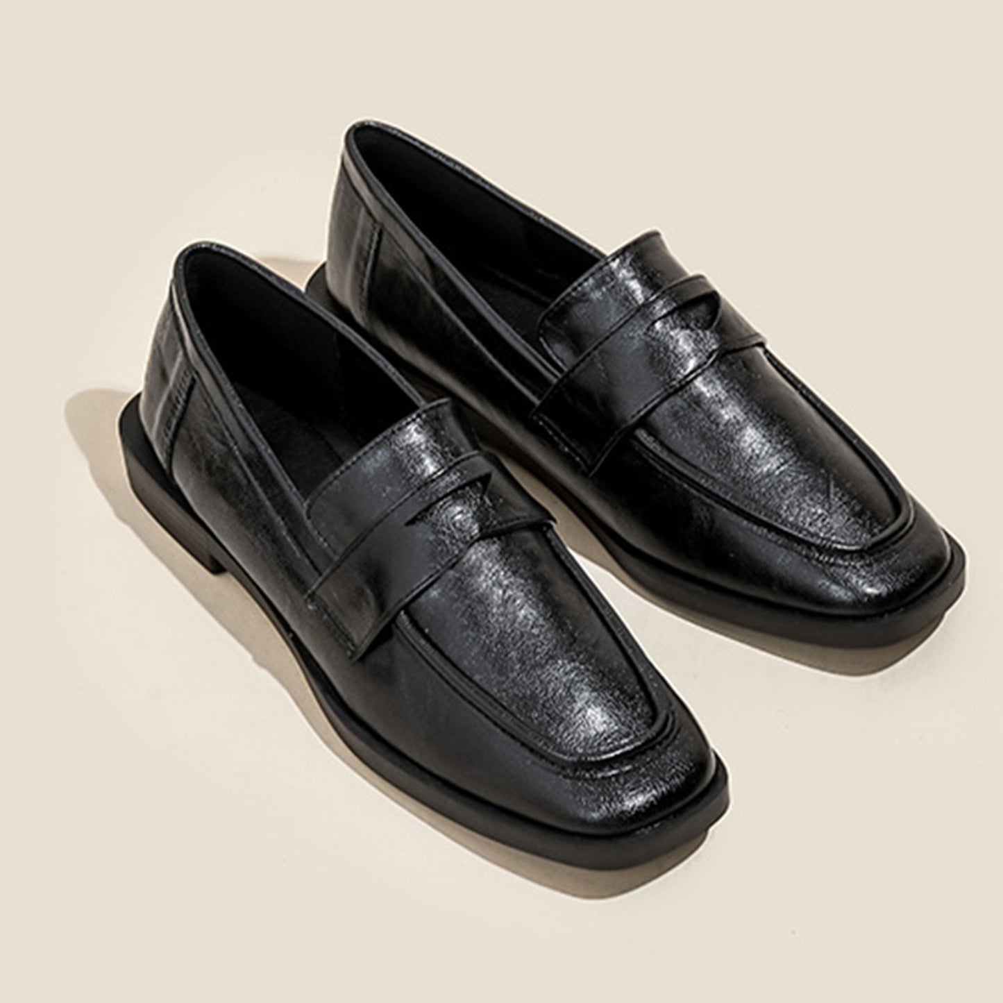 Women's Square-Toe Loafers with Chunky Sole & Modern Strap Detail