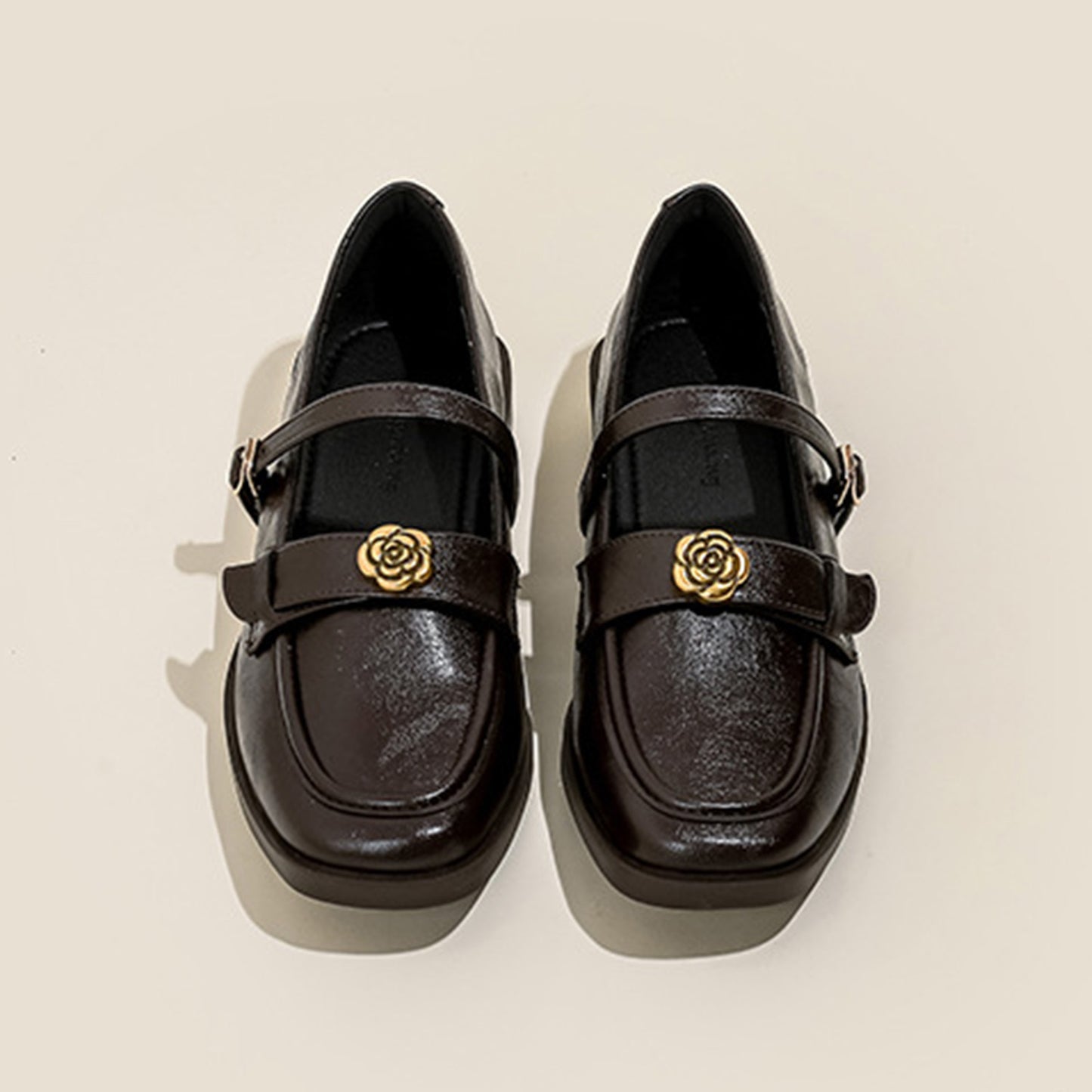 Women's Loafers with Flats with Embellished Straps & Square Toe